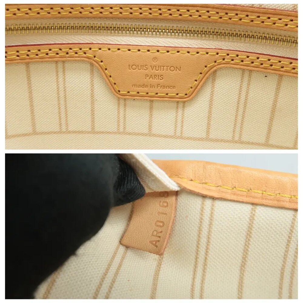 100% Authentic Louis Vuitton Neverfull White W/P Damier Azur Canvas Shoulder Bag - Picture 8 of 12